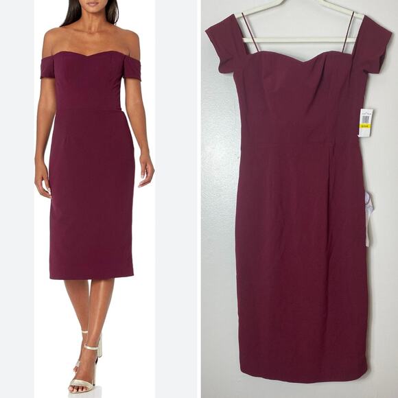 DRESS THE POPULATION DRESS BURGUNDY FALL WEDDING GUEST SHORT COCKTAIL FESTIVE - Picture 1 of 13